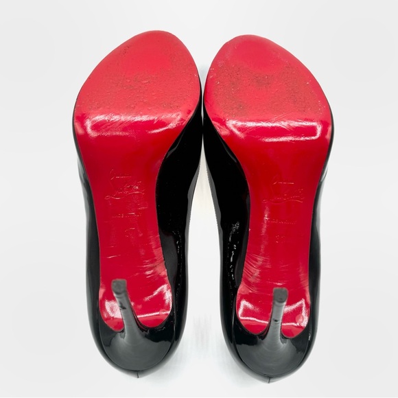 Christian Louboutin Very Prive 100 Patent Black Leather Platform Pump Heels - Picture 8 of 13